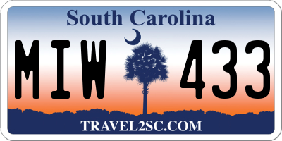 SC license plate MIW433