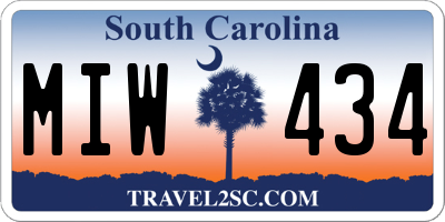 SC license plate MIW434