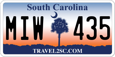 SC license plate MIW435