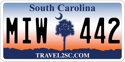 SC license plate MIW442