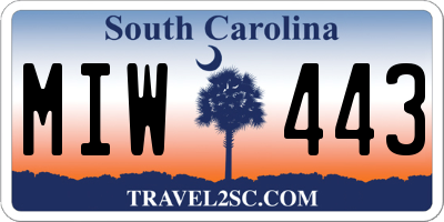 SC license plate MIW443