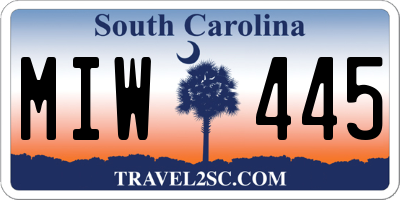 SC license plate MIW445