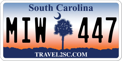 SC license plate MIW447