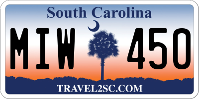 SC license plate MIW450