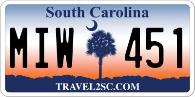 SC license plate MIW451