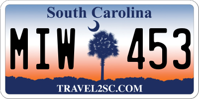 SC license plate MIW453