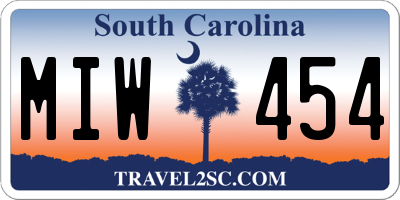 SC license plate MIW454