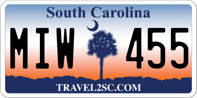 SC license plate MIW455