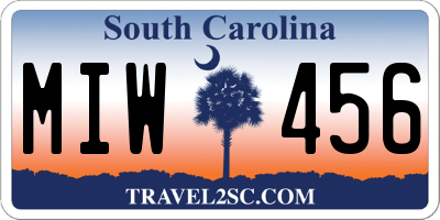 SC license plate MIW456
