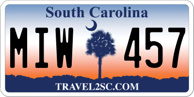 SC license plate MIW457