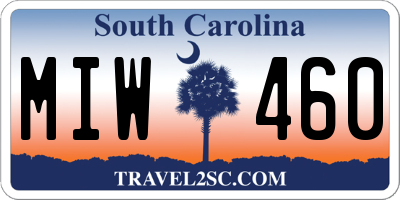 SC license plate MIW460