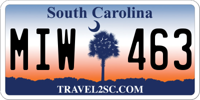 SC license plate MIW463
