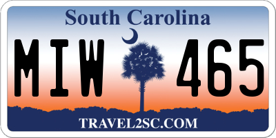 SC license plate MIW465