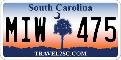 SC license plate MIW475