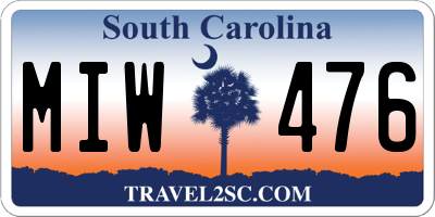 SC license plate MIW476
