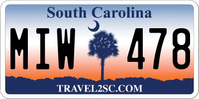 SC license plate MIW478