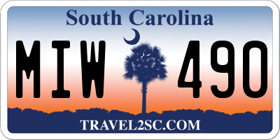 SC license plate MIW490