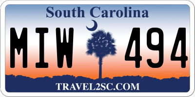 SC license plate MIW494