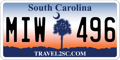 SC license plate MIW496