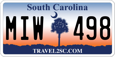 SC license plate MIW498