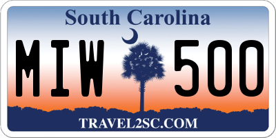 SC license plate MIW500