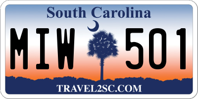 SC license plate MIW501