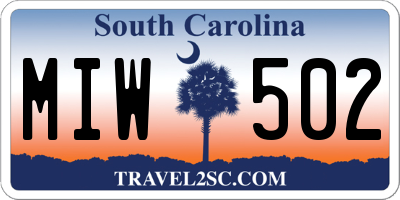 SC license plate MIW502