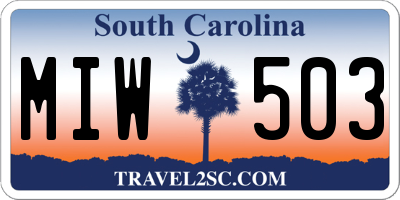 SC license plate MIW503