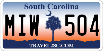 SC license plate MIW504