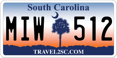 SC license plate MIW512