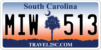 SC license plate MIW513