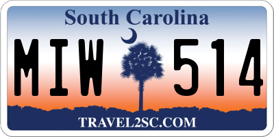 SC license plate MIW514