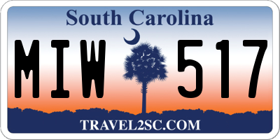 SC license plate MIW517