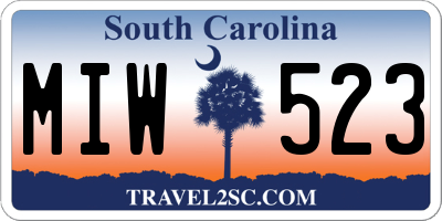 SC license plate MIW523