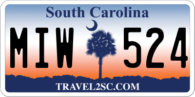 SC license plate MIW524