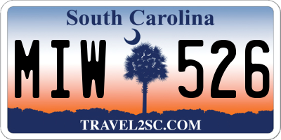 SC license plate MIW526