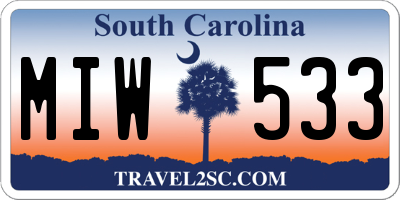 SC license plate MIW533