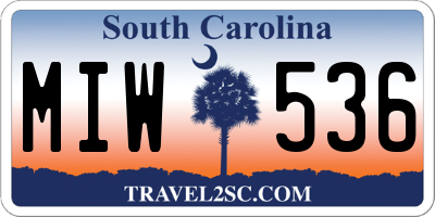 SC license plate MIW536