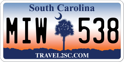 SC license plate MIW538