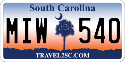 SC license plate MIW540