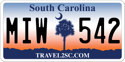 SC license plate MIW542