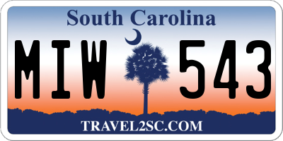 SC license plate MIW543