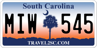 SC license plate MIW545
