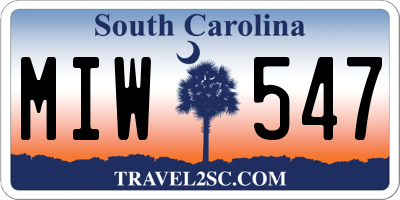 SC license plate MIW547