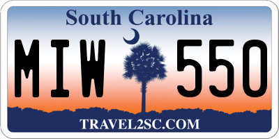 SC license plate MIW550