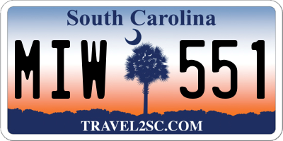 SC license plate MIW551