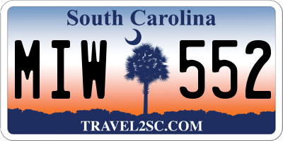 SC license plate MIW552