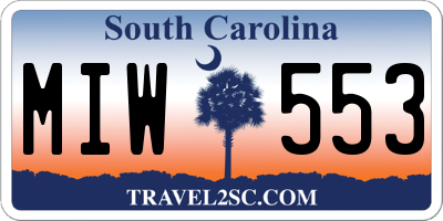 SC license plate MIW553