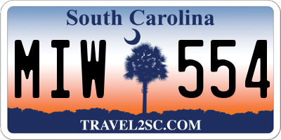 SC license plate MIW554