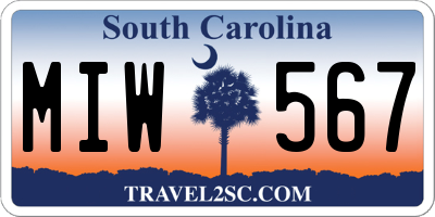 SC license plate MIW567